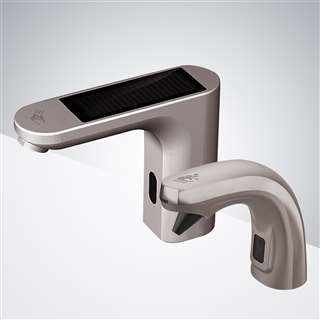 Hyele Commercial Solar Thermostatic Automatic Brushed Nickel Sensor Faucet And Automatic Soap Dispenser