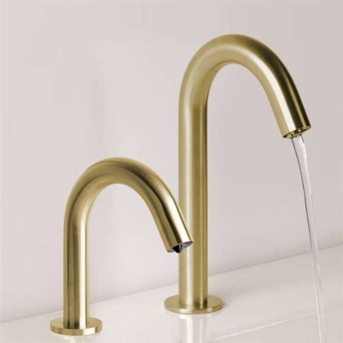 BathSelect Wella Brushed Gold Dual Commercial Automatic Sensor Faucet and Soap Dispenser