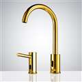 BathSelect Gooseneck Dual Commercial Automatic Sensor Faucet and Soap Dispenser in Gold