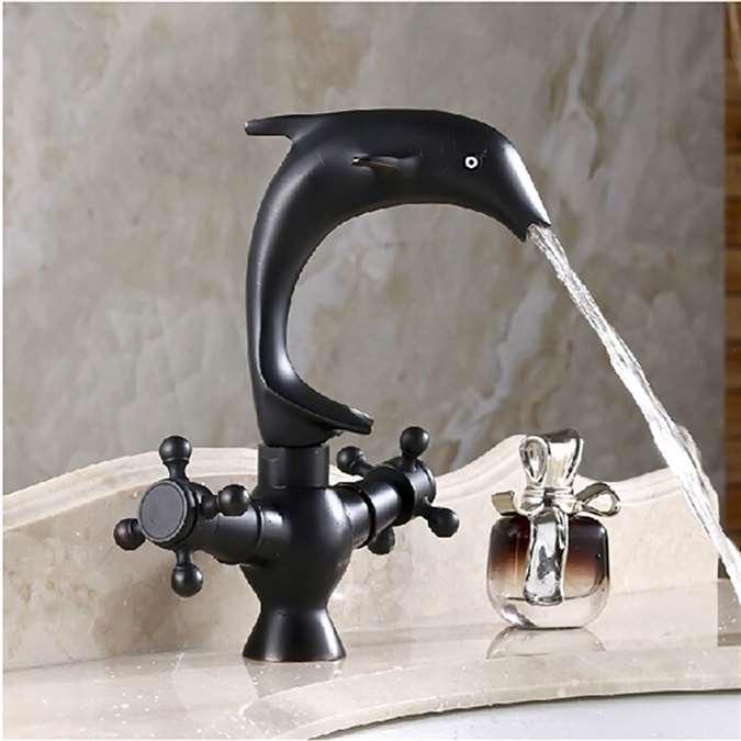 Perpignan Hostelry Dolphin Shaped Bathroom Sink Faucet