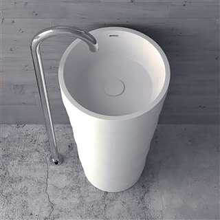 Turin Freestanding Solid Surface Stone Pedestal Sink