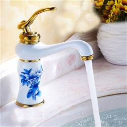 Rouen Single Handle Gold Finish Bathroom Sink Faucet