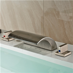 Havana Deck Mount Double Handle Brushed Nickel Bathtub Faucet