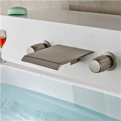 Curitiba Wall Mount Brushed Nickel Double Handle Bathtub Faucet