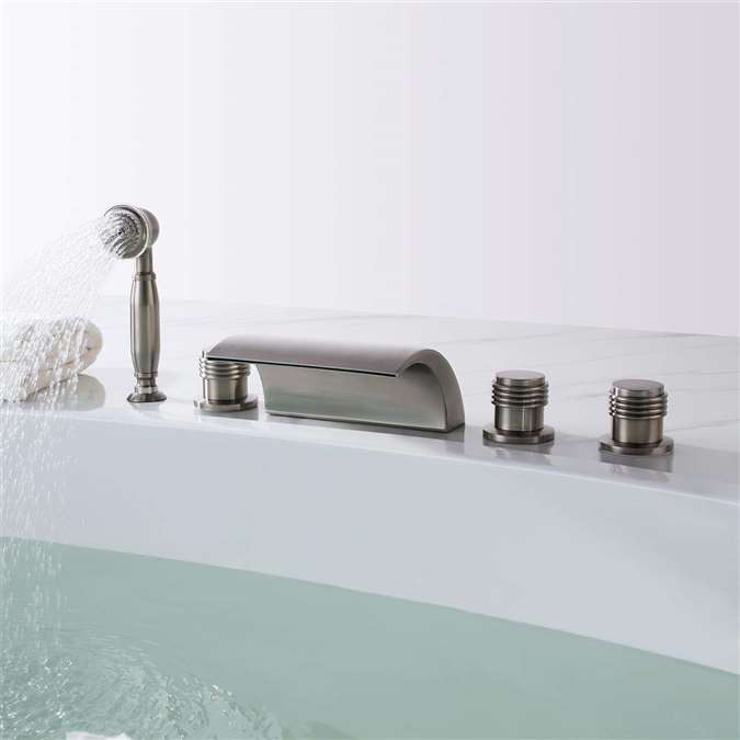 Buy Naples Brushed Nickel Triple Handle Solid Brass Bathtub Faucet