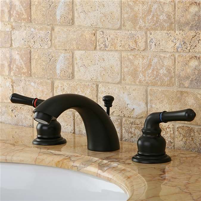 Naples Hotel Dual Handle Solid Brass Bathroom Sink Faucet with Drain