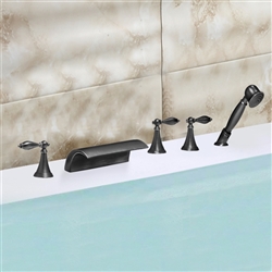 Lyon Triple Handle Solid Brass Bathtub Faucet