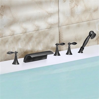 Lyon Triple Handle Solid Brass Bathtub Faucet