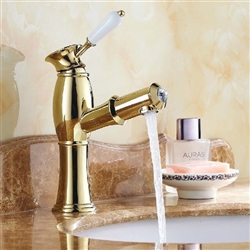 Olbia Gold Finish Bathroom Faucet with Pull out Tube