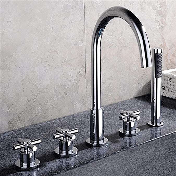 Reims Deck-Mount 5 Piece Bathtub Faucet