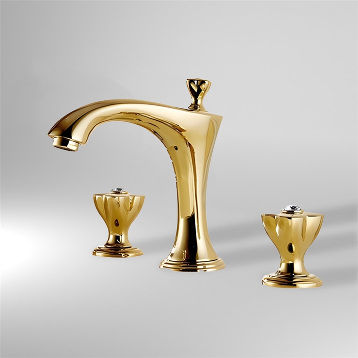 Toulon Dual Handle Gold Finish Bathroom Sink Faucet