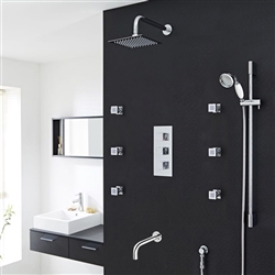 Catania Square Bathroom Shower Set with Rainfall Shower Head & Hand Shower