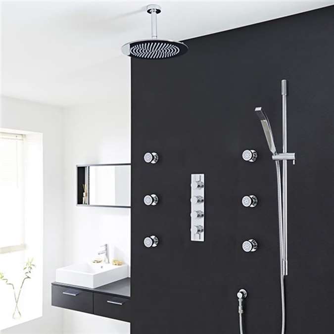 Modena Round Bathroom Shower Set with Rainfall Shower Head & Hand Shower