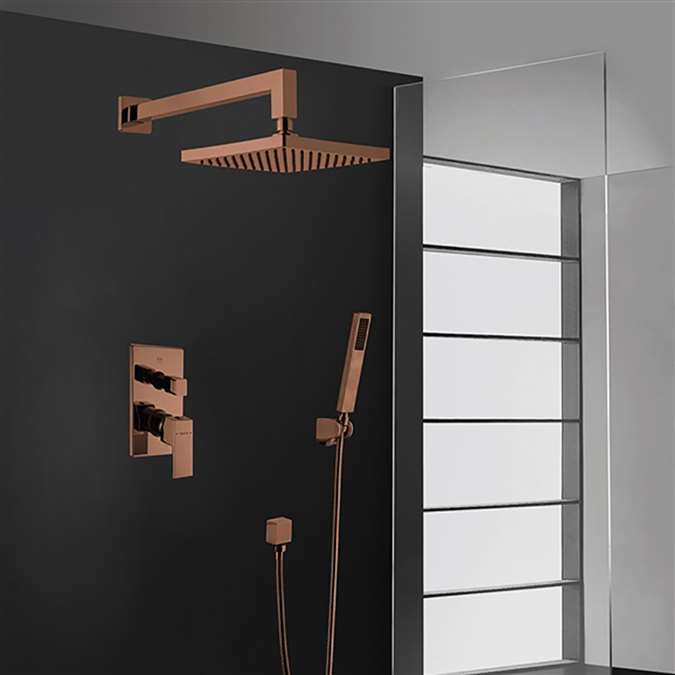 BathSelect Bravat New Wall Mount Bronze Shower Head With Hand-Held Shower & Bravat Mixer