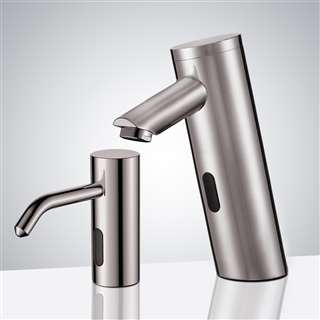 BathSelect Platinum Freestanding Automatic Sensor Faucet With Soap Dispenser In Brushed Nickel Finish