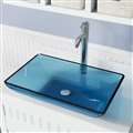 Genoa Aqua Colored Glass Vessel Bathroom Sink