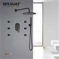 Bravat Water Powered Led Shower with Adjustable Body Jets and Mixer-Wall Mount Style