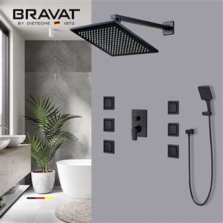 Bravat Water Powered Shower with Adjustable Body Jets and Mixer-Wall Mount Style