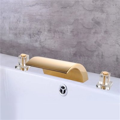 Paris Gold Finish Dual Handle Deck Mount Bathroom Sink Faucet