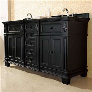 Milan Bathroom Vanity Set with Black Granite Vanity Top & White Basin