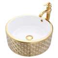 Florence Gold Round Ceramic Bathroom Sink with Faucet