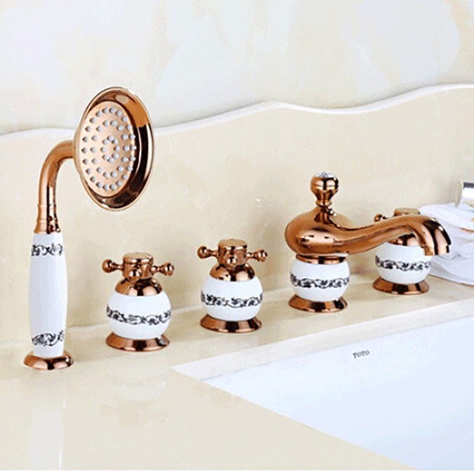 Saint-Denis 5 Piece Deck Mount Bathtub Faucet