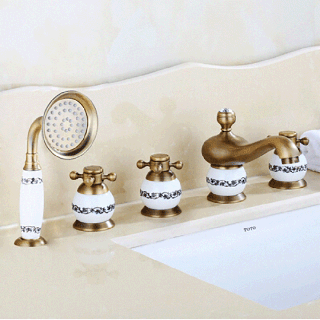 La Rochelle 5 Piece Deck Mount Bathtub Faucet