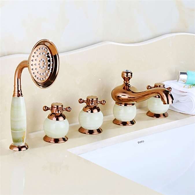 Tours 5 Piece Deck Mounted Bathtub Faucet