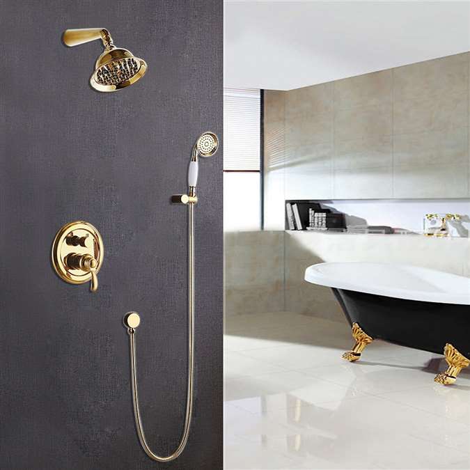 Rome Wall Mount Gold Shower Set