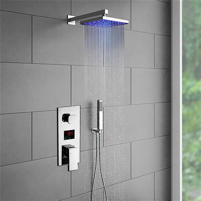 Florence LED Rainfall Shower Set with Handshower & Digital Mixer