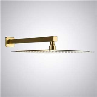 Hospitality Designer Gold Finish Brass 12 inch Shower Head