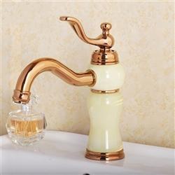 Quito Antique Gold and White Finish Faucet with Hot / Cold Water Mixer