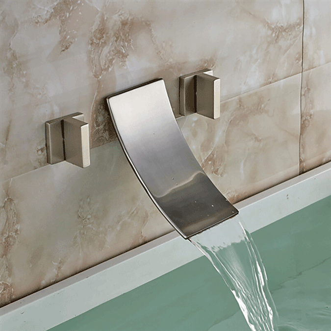 Havana Double Handled Brushed Nickel Wall Mount Bathtub Faucet