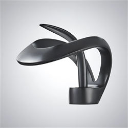 BathSelect Outreau Matte Black Hot And Cold Waterfall Basin Faucet