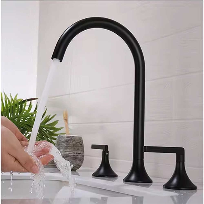 BathSelect Le Portel Matte Black Widespread Rotation Basin Faucet