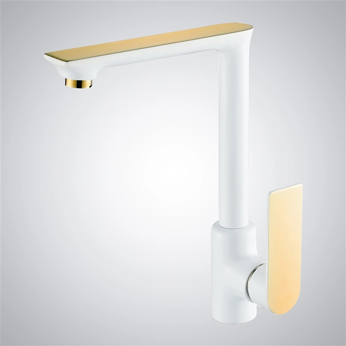 BathSelect Billere White Gold Hot And Cold Basin Faucet