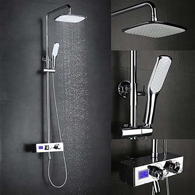 Featuring Rome Wall Mount Chrome Shower Set with Digital Mixer Valve 5 ...