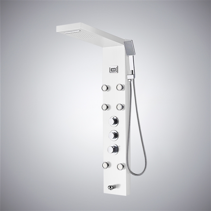 BathSelect Himmel Matte White Contemporary Thermostatic Shower Panel