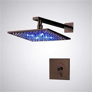 Hospitality Genoa 8" Oil Rubbed Bronze Finish LED Shower Set with Hand Shower Brass Diverter