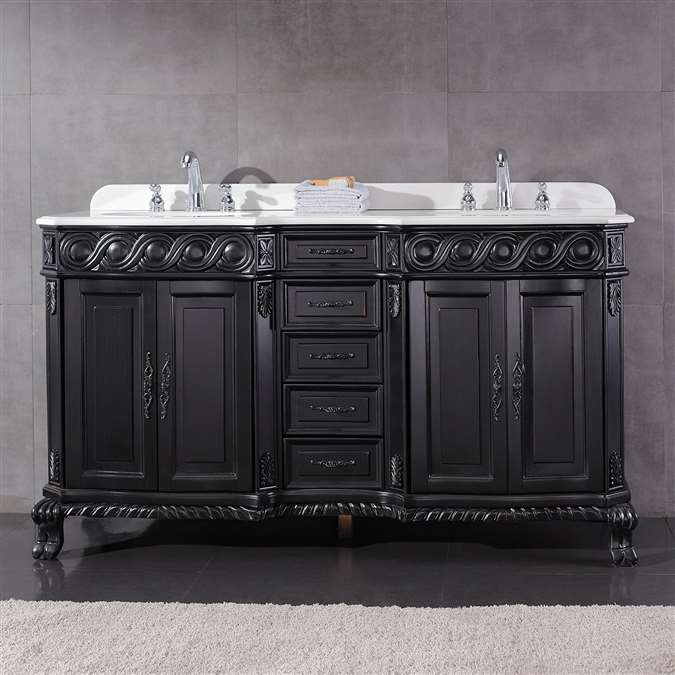 Roman Bathroom Ceramic Vanity With Double Sink Set At BathSelect