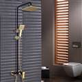 Avignon Solid Brass Luxurious Exposed Oil Rubbed Bronze and Gold Bathroom Shower Set