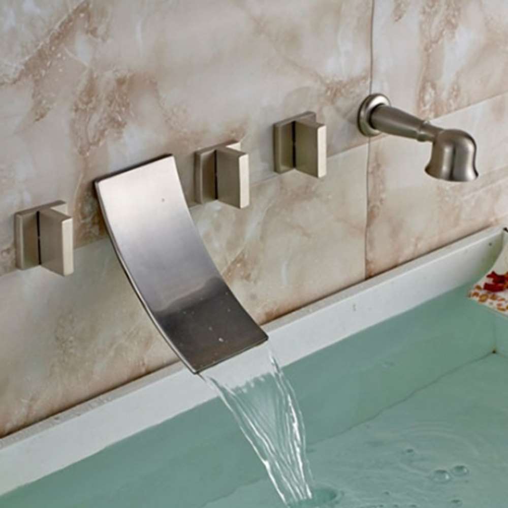 Brushed Nickel Wall Mounted waterfall retailer Bathroom Faucet