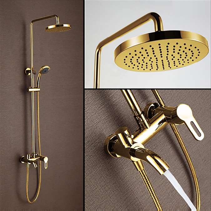 Boston Gold Finish Rainfall Shower Set