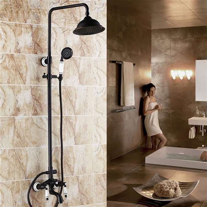 Allora Matte Black Finish Bathroom Shower Set