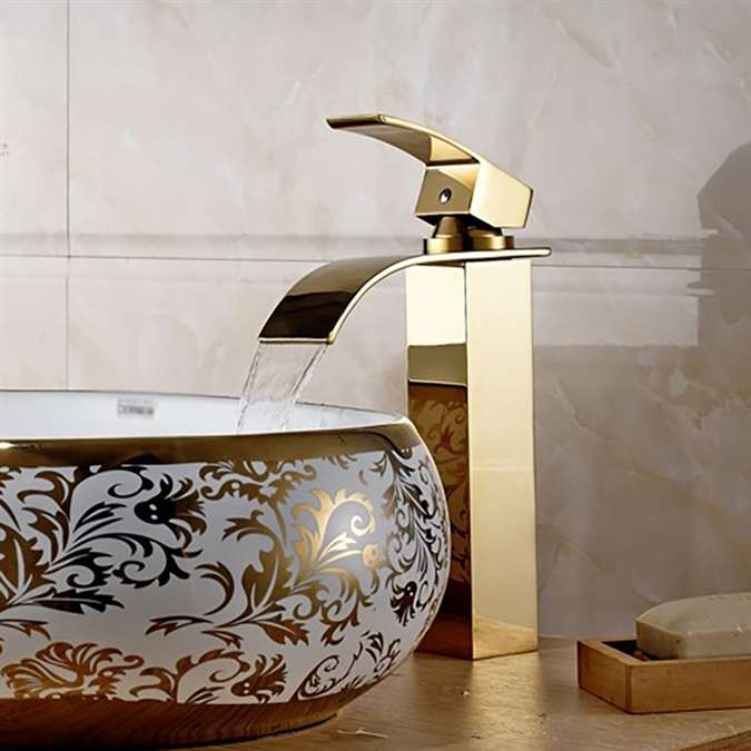 Orlando Hostelry Waterfall Gold Sink Faucet Mixer