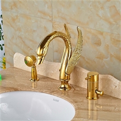 Gold-Finish-Swan-Single-Handle-Bathtub-Faucet-Mixer