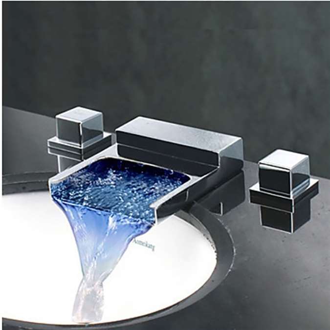 Regina Hospitality Waterfall LED Bathroom Sink Faucet Square