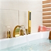 BathSelect Golden Deck Mount Bathtub Faucet With Hand-Held Shower