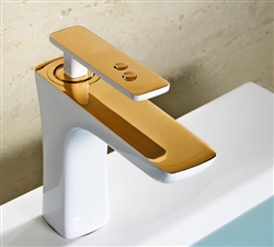 BathSelect Sleek Design White & Gold Combination Short Deck Faucet