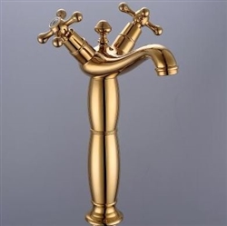 BathSelect Stylish Dual Handle Gold Long Bathroom Sink Faucet